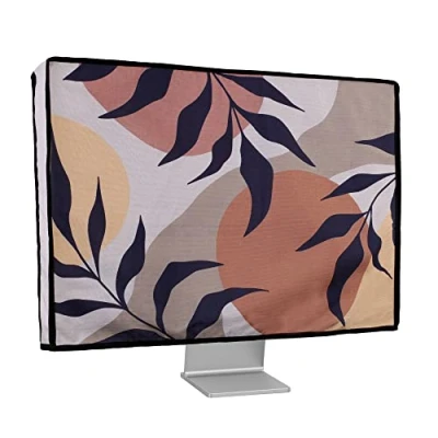 Abbildung von kwmobile Leinen Hülle kompatibel mit 24 26&quot; Monitor Schutzhülle Staubschutz Abdeckhaube für PC Bildschirm Computer Screen Cover Staubhaube Haube Pflanzen und Formen