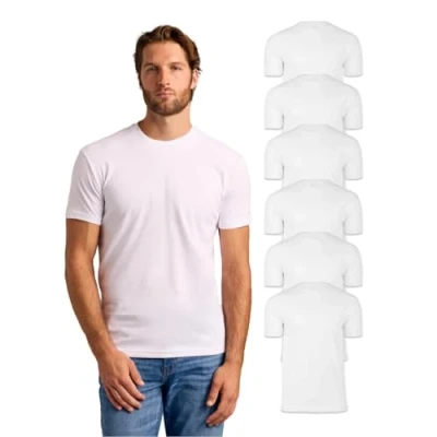 Abbildung von True Classic Herren T Shirts Kurzarm Rundhals Uni Shirt für Männer, Pack of 6, White, 3XL