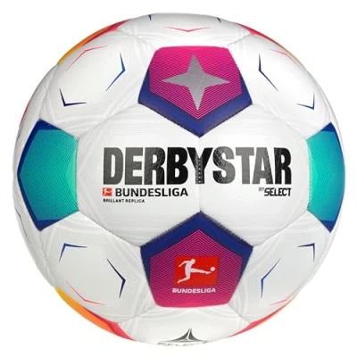 Abbildung von Derbystar Bundesliga Brillant Replica V23 Trainings Fußball, Herren, Größe: 4, Weisspinkorangeblau