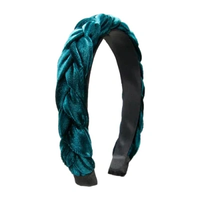 Abbildung von Alpenflüstern Trachten Haarreif Samt Flechtoptik Damen Haarschmuck rutschfest, Haarband geflochten fürs Dirndl ADV132 (petrol)
