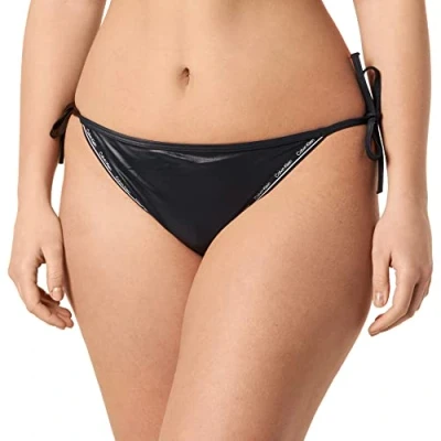 Abbildung von Calvin Klein Damen Bikinihose Seitliche Schnürung Sport, Schwarz (PVH Black), L