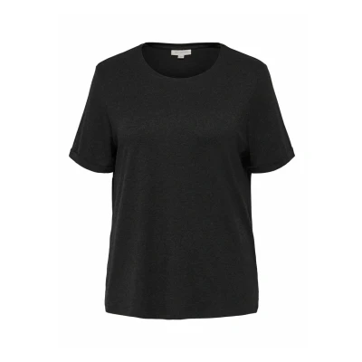 Abbildung von ONLY Carmakoma Carmoster FOLD UP Tshirt basic, Damen, Größe: S 42/44, Black