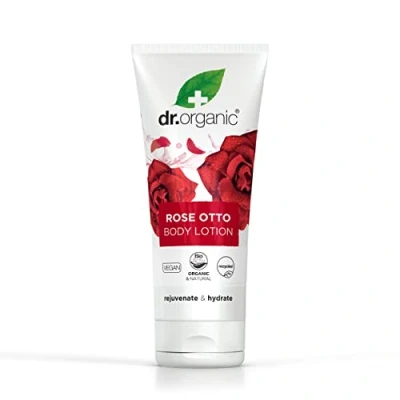 Abbildung von Dr Organic Rose Otto Lotion, Feuchtigkeitsspendend, Reife Haut, Für Männer, Frauen, Natürlich, Vegan, Tierversuchsfrei, Paraben &amp; SLS frei, Recycelt Recyclebar, Bio, 200ml