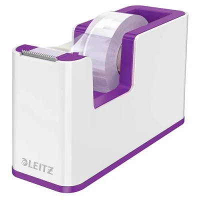 Abbildung von Leitz Klebeband Tischabroller, Fester Stand, Klebebandabroller inkl. Klebeband, Weiß/Violett, Duo Colour, WOW, 53641062