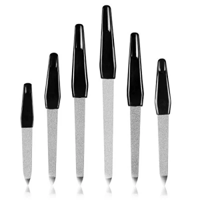 Abbildung von URAQT Saphir Nagelfeile Metall, 6 Stück Nagelpolierset Nagel Pflege Taschenfeile Set mit Lang Griff, Zubehör Maniküre und Pediküre Verschleißfest Waschbar (6 Größen)