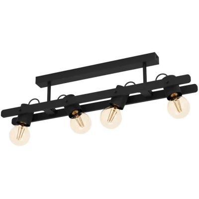 Abbildung von EGLO Deckenleuchte »PLIMSOLL«, 4 flammig, Leuchtmittel E27 ohne Leuchtmittel, Deckenlampe, Holz und Metall in Schwarz, FSC100PA, Deckenspot,