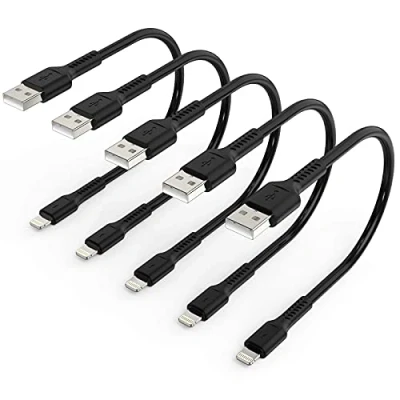 Abbildung von 0,3m iPhone Ladekabel Kurz, 5Pack USB A auf Lightning kabel 30 cm Original schnellladekabel Kompatibel für Apple 12 11 Pro Max Xs Xr X 8 7 6 Plus SE iPad Air/Mini (Schwarz)