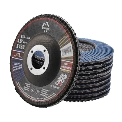 Abbildung von Merryland Fächerscheibe 115 Metall Edelstahl Stahl für Winkelschleifer, 115mm 120K T29 Lamellenscheibe Zirkonkorund Blau Schleifmopteller 10 Stück, Craft Line FC1107614