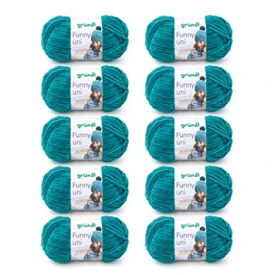 Abbildung von Gründl Funny uni Strick &amp; Häkelgarn (samtartiges Chenille Garn aus 100 % Polyester, g / 120 m, Nadelstärke: 5 6, 10 x g), Petrol, 47,50 40,00 cm