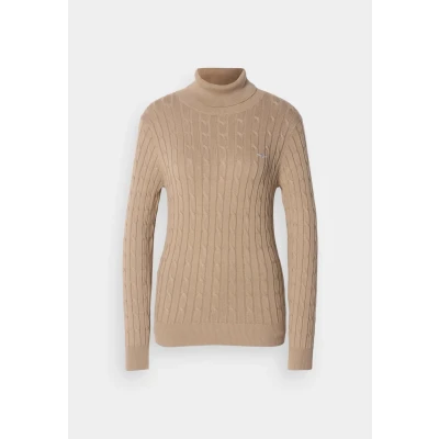 Abbildung von GANT Turtleneck Strickpullover, Damen, Größe: Small, Taupe beige