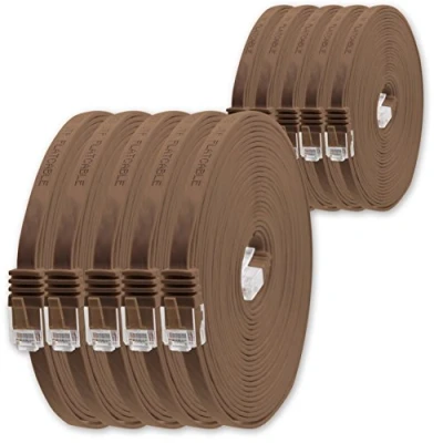 Abbildung von 1,5m braun 10 Stück Cat.6 Flaches Netzwerkkabel Cat6 Flachkabel Ultra Flach Patchkabel 1000 Mbit/s Gigabit LAN (RJ45) Slim Micro
