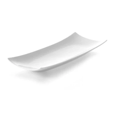 Abbildung von HENDI Platte Bark, Hohe Schlag und Verschleißfestigkeit, Servierschüsseln, Dessertschale, Snackschale, Schüssel, 352x145x(H) 40mm, creme Weiß Porzellan