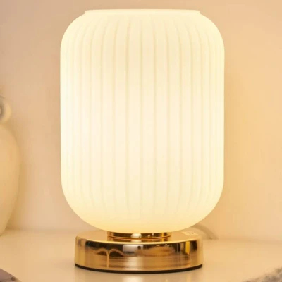 Abbildung von Pauleen 48193 Noble Purity Tischleuchte max. 20 Watt Weiß, Champagnergold Glas, Metall E27