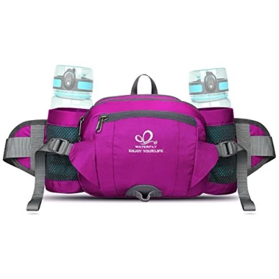 Abbildung von WATERFLY Gürteltasche Bauchtasche mit Flaschenhalter Handyfach Wasserdicht Multifunktionale Reise Hüfttasche für Outdoor Sport Camping Ausflug Jogging Wandern Klettern Radfahren Trekking (Rose)