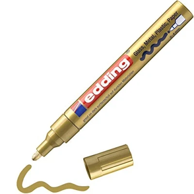 Abbildung von edding 750 Glanzlackmarker gold 1 Lackmarker Rundspitze 2 4 mm Lackstift für Glas, Stein, Holz, Kunststoff und Papier wasserfest, stark deckend