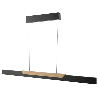Abbildung von LED Hängelampe Arcus, schwarz/braun Länge 121 cm Metall/Holz
