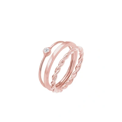 Abbildung von Elli 3 PACK Ring Rose goldcoloured, Damen, Größe: 54, gold coloured