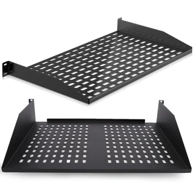 Abbildung von Pyle Netzwerkschrank 19 Zoll 1U+2U Serverschrank, Wandhalterung, Fachboden, Rack Boden, Belüftete Patchpanel &amp; Netzwerkgeräte Ablage, PC Halterung unter Schreibtisch, Server schrank, Regal schwarz