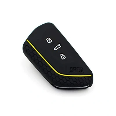 Abbildung von Schlüssel Hülle VF für 3 Tasten Auto Silikon Cover Schlüsselhülle Etui Schutzhülle (.Schwarz Gelb)