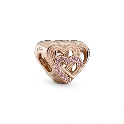 Abbildung von PANDORA Verschlungene Liebesherzen Charm in 14 Karat rosévergoldete Metalllegierung mit Zirkoniasteinen Moments Collection