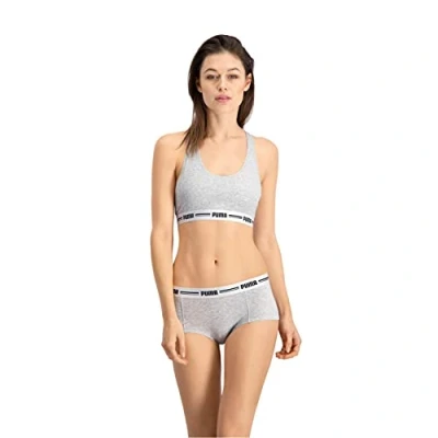 Abbildung von PUMA Damen Hipster Panties Iconic Women&#039;s Mini Short (2 Pack), Grey / Grey, XL