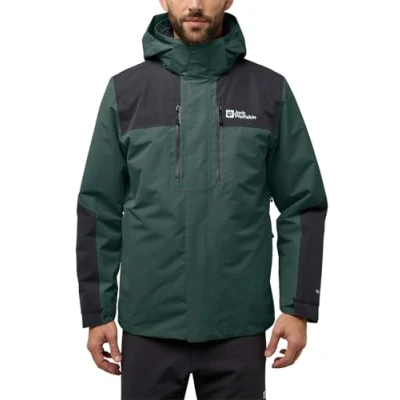Abbildung von Jack Wolfskin Jasper 3IN1 JKT M Regenjacke / wasserabweisende Jacke, Herren, Größe: Small, Black olive