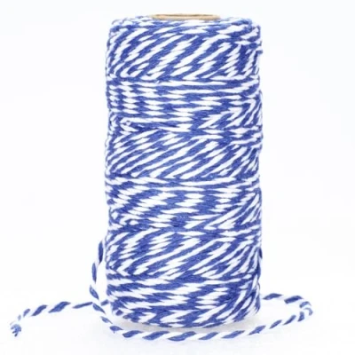 Abbildung von jijAcraft 100M Marineblau und Weiß Baumwolle Schnur, 2mm Bäcker Bindfäden, Bastelschnur Dekokordel Schnur Perfekt für DIY, Handwerk, Geschenke Verpacken, Weihnachten Dekoration