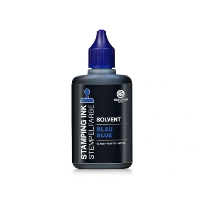 Abbildung von Octopus 50 ml Solvent Stempelfarbe blau, wasserfest auf Lösemittelbasis für nichtsaugende und nichtporöse Untergründe, lasierend