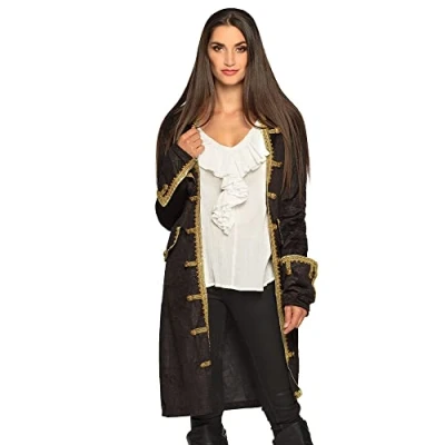 Abbildung von Boland Jacke Piratin für Damen, schwarz gold, Mantel Frauen, Seeräuber, Freibeuter, Kostüm, Karneval, Mottoparty