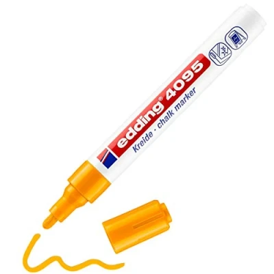 Abbildung von edding 4095 Kreidemarker neon orange 1 Kreidestift Rundspitze 2 3 mm für Tafel abwischbar zum Beschriften von Fenster, Glas, Spiegel Tafelstift mit deckenden Farben