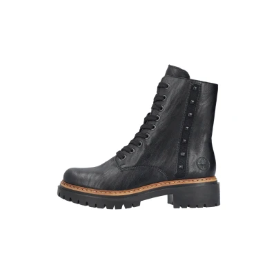 Abbildung von Rieker Damen Combat Boots 72647, Frauen Stiefeletten,uebergangsschuhe,uebergangsstiefel,schnürstiefel,Stiefel,Bootee,schwarz (00),37 EU / 4 UK