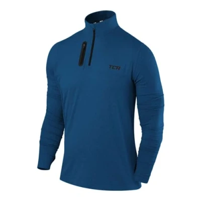 Abbildung von TCA Funktionsshirt Herren Langarm Fusion Pro Quickdry Langarmshirt atmungsaktiv Wandershirt Laufshirt mit Reißverschluss Outdoor Longsleeve Sport Pullover Dunkelblau/Dunkelblau, M