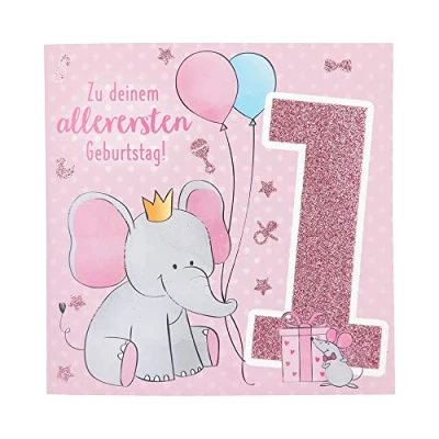 Abbildung von Depesche 11515 001 Zahlenkarte zum 1. Geburtstag mit Musik, veredelte Klappkarte originellem Innentext, inkl. Umschlag, Format 15,5 x cm, mehrfarbig