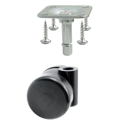 Abbildung von Design61 4er Set Universal Möbelrolle Ø 35mm Lenkrolle Laufrolle Rollen mit Anschraubplatte + Schraube