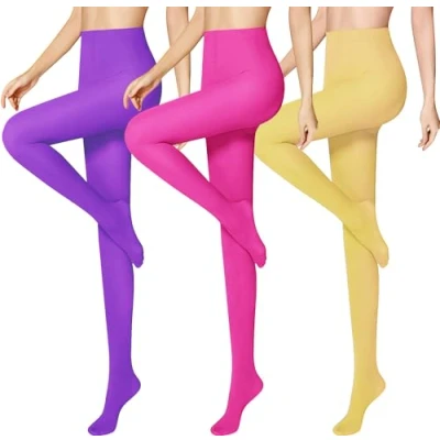 Abbildung von Libella 3er bunte Strumpfhose Damen blickdichte Feinstrumpfhose für Mikrofaser 80 DEN 27227 Pink+Gelb+Violett L