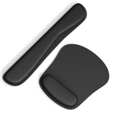 Abbildung von Mauspad mit Gelkissen Ergonomisches Tastaturpad und Mousepad Handgelenkauflage für Tastatur Maus Rutschfest Wasserfest Memory Foam Handballenauflage Laptop PC GOMIN