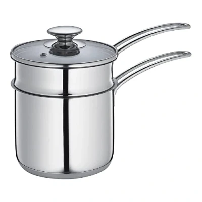 Abbildung von Küchenprofi Wasserbad Topfset CAPRI Ø14cm, Gesamthöhe: 19cm Edelstahl Topf mit Deckel für alle Herdarten inkl. Induktion geeignet Schmelztopf Kerzenwachs, Schokolade und mehr Saucentopf