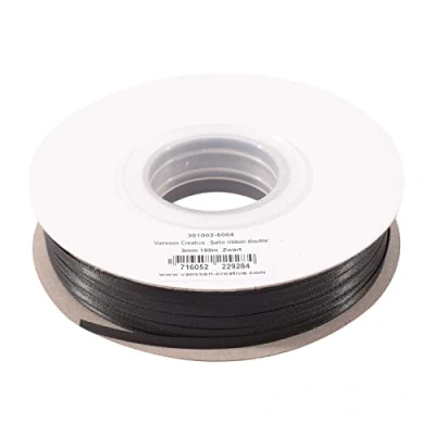 Abbildung von Vaessen Creative Satinband 3mmx100m Schwarz, Schleifenband, Dekoband, Bänder zum Basteln, Stoffbänder für Hochzeit, Taufe Und Geburtstagsgeschenke
