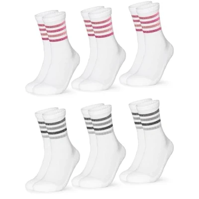 Abbildung von Occulto Damen Retro Tennissocken 6er Pack (Modell: Steffi) Pink Grau Glitzer 35 38
