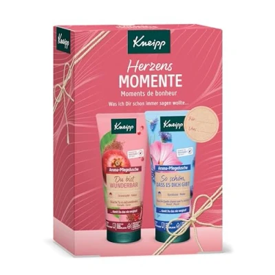 Abbildung von Kneipp Geschenkset Herzensmomente Geschenkpackung mit 2 Aroma Pflegeduschen in Originalgröße von Schenken Sie Ihren Liebsten pflegende Verwöhnmomente x 200ml