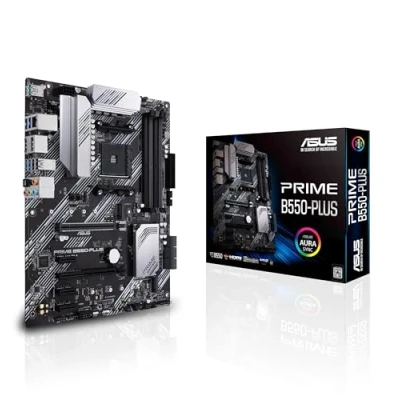 Abbildung von ASUS Prime B550 Plus Gaming Mainboard Sockel AM4 (ATX, Ryzen, PCIe 4.0, 2x M 2, 1Gbit/s Ethernet, SATA 6Gbit/s, USB 3.2 Gen 2 Typ A/C, Unterstützung für Aura Sync RGB Header)