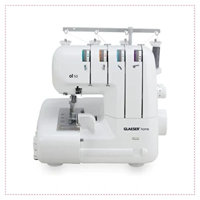 Abbildung von GLAESERhome Overlock Nähmaschine ol 50 Näht u. Schneidet in einem Arbeitsschritt Maschine mit Einstellbarer Stichlänge Einfach Handhabung