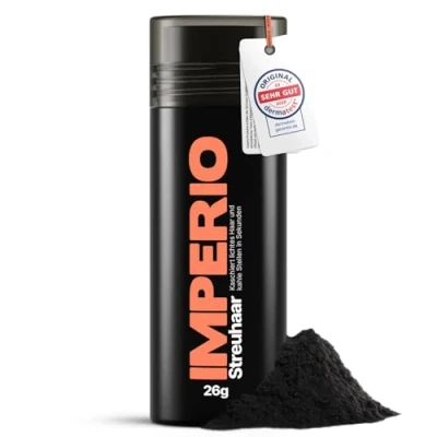 Abbildung von IMPERIO Streuhaar zur Haarverdichtung &amp; vollem Haar In Sekunden. Schütthaar für einen authentischen Look. 100% Natur! Premium Friseurqualität 26g (Schwarz)