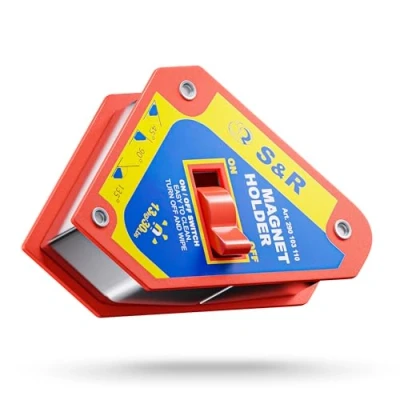 Abbildung von S&amp;R Schweißmagnet mit Ein Ausschalter, Winkelmagnet hoher Haltekraft, Schweißwinkel 45 / 90 135 11cm x 9.5cm 2.5cm, Magnethalter, Magnetwinkel Schalter