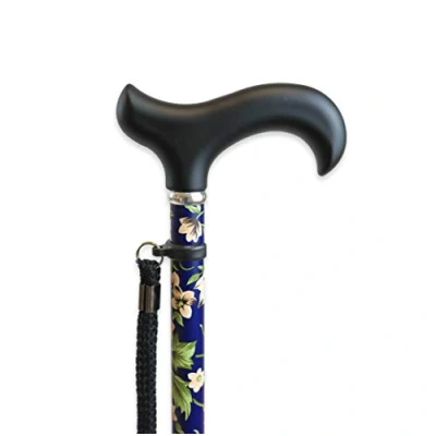 Abbildung von KMINA PRO Gehstock Damen Blumen, Spazierstock Elegant, Aluminium Höhenverstellbar, für Senioren, Herren Verstellbar, Blaue Blumen