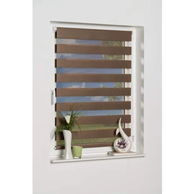 Abbildung von K home Klemmfix Doppelrollo Madrid ohne Bohren Mokka 70 x 200 cm (B L)