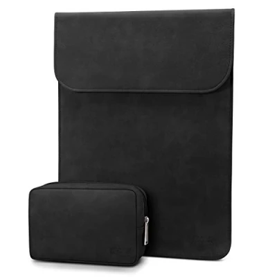 Abbildung von TECOOL Laptop Hülle 13 Zoll Tasche, Wasserdicht Leder Tasche für 2018 2020 2024 MacBook Air M3 M2 M1, 2016 2022 Pro M1,12.9&quot; Ipad 2021/Surface Pro/XPS Sleeve Schwarz