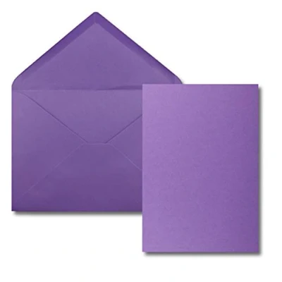 Abbildung von FarbenFroh by GUSTAV NEUSER 25 Stück Karte mit Umschlag Set Einzel Karten Din A5 14,8 x 21 cm violett Brief Umschlägen C5 15,4 22 Nassklebung