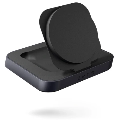 Abbildung von Magnetic Nighstand Wireless Charger von Zens Schwarz Stahl