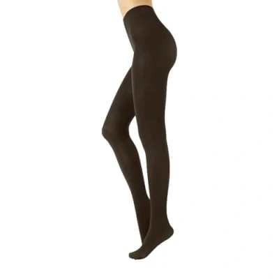 Abbildung von CALZITALY Warme Blickdichte Strumpfhosen aus Baumwolle Schwarz, Violett S/M, L/XL 100 DEN Made in Italy (L XL, Braun)